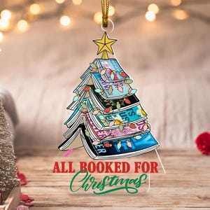 Personalized Christmas Book Tree Name Ornament, Custom Bookish Ornament, Book Lover Gift, Bookworm Gifts, Book Christmas Tree,Librarian Gift