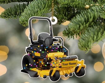 Personalized Lawn Mowers Christmas Tree Ornament, Riding Mowers with Xmas Light Ornament 2024, Hanging Ornaments for Holidays