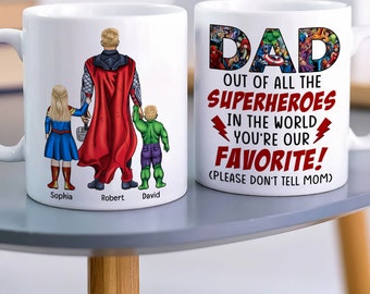 Taza personalizada de superhéroe para papá, taza del Día del Padre, taza del mejor papá, taza de superpapá, regalo del Día del Padre, taza de papá, regalo para papá
