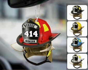 Personalized Firefighter Helmet Ornament, Proud Firefighter Ornament, Firefighter Gift, American Firefighter Ornament, Firefighter Keepsake