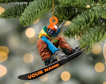 Personalized Snowboard Ornament 2024, Custom Winter Sports Ornaments for Boys, Family Vacation, Snowboarding Gifts, Snowboarder Décor