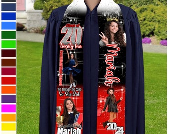 Personalized Congrats 2024 Graduation Stole, Graduation Stole Custom School Name, Your Name, Graduation Sash Gift, Class of 2024 Grad Sash