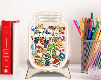 Personalized Reward Jar for Kids, Games Jar, Back To School Gift, Magnetic Reward Jar Classroom Behavior For Kids, Teacher Appreciation Gift