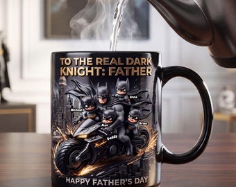 Taza personalizada para papá murciélago, taza para el Día del Padre, taza para el mejor papá del mundo, taza para papá héroe de las sombras, regalo para papá, abuelo, taza con efecto 3D.