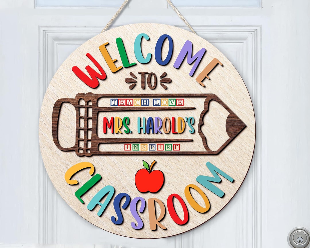 Personalized Teacher Sign, Classroom Door Hanger, Teachers Appreciation ...