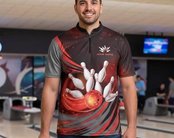Camiseta de bolos personalizada, camiseta de bolos personalizada para equipo, regalo para jugador de bolos, camiseta de bolos de manga corta con botones.