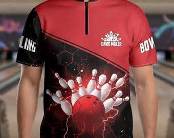 Camiseta de bolos personalizada, camiseta de bolos personalizada para equipo, regalo para jugador de bolos, camiseta de bolos de manga corta con botones.