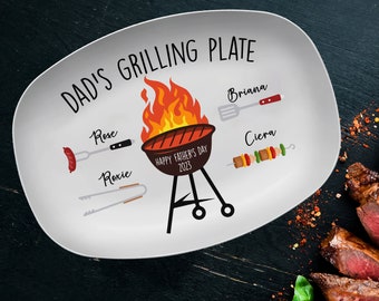 Personalized Daddy's Grilling Plate, Platter for Father's Day, Daddy's Grilling Plate, BBQ Gifts Grilling Dad Grandpa Grill Master