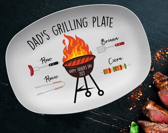 Assiette à griller personnalisée pour papa, plateau pour la fête des pères, assiette à griller pour papa, cadeaux barbecue pour faire griller papa et grand-père