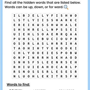 Printable Kids Word Search Sheet - Etsy