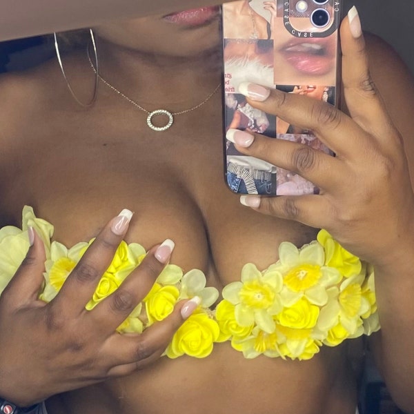 Yellow sunny flower bra