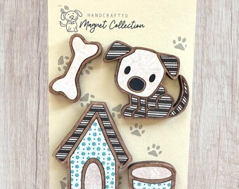 Adorable Puppy/Dog Magnet Set – 3D Layered Wood Magnets