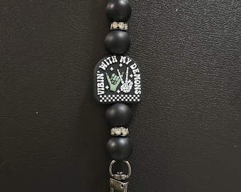 Vibin with my Demons Beaded Kindle Strap with Sticky Loops – Stylish & Functional E-Reader Accessory