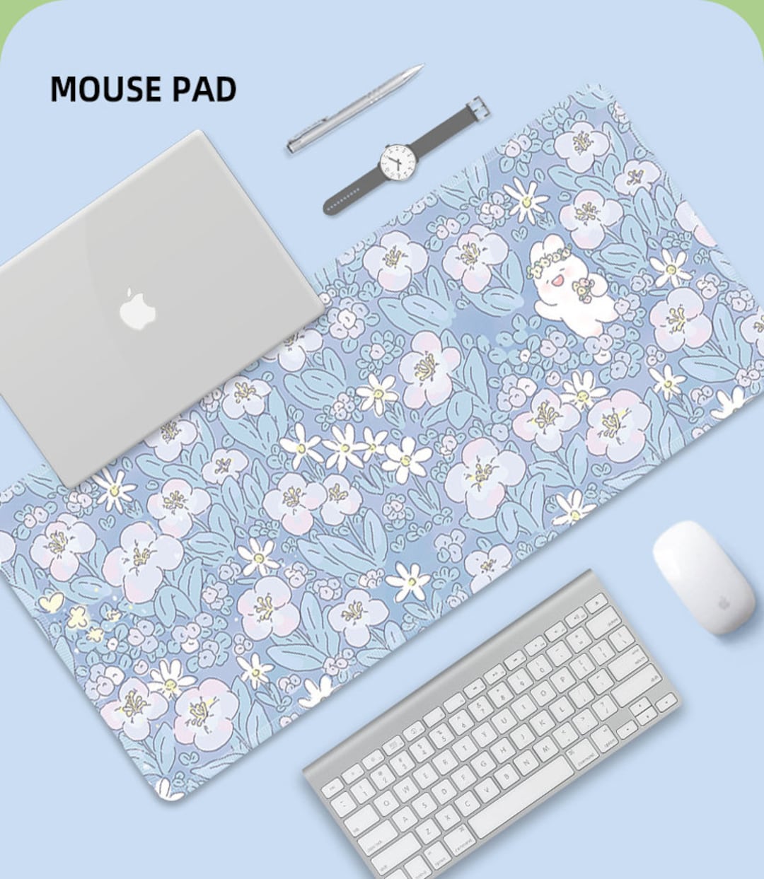 Floral Large Mousepad Kawaii Pink Desk Pad Cute Office Supplies, Large ...