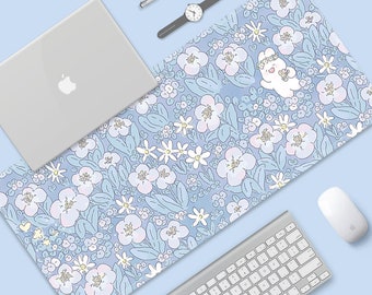 Floral Large Mousepad Kawaii Pink Desk Pad Cute Office Supplies, Large Gamer Mousepad Gaming Laptop Office Accessories, Gift for Her