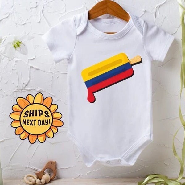 Colombia Popsicle Graphic Onesie® Colombia Flag Onesie® International Collection Design, Cute Baby Clothes, Colombian Baby Bodysuit