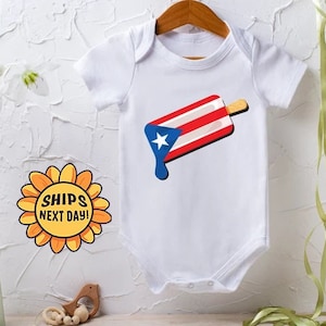 Puerto Rico Popsicle Graphic Onesie® Puerto Rico Flag Onesie® Puerto Rican Baby Outfit, Popsicle Baby Bodysuit