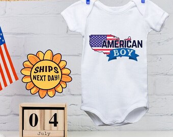 American Boy Onesie® USA  Onesie® Baby Boy Design, Patriotic Baby Clothes, Independence Day Baby Outfit, Baby Bodysuit