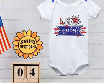 4th of July Onesie® Retro USA  Onesie® Doodle Design, Patriotic Baby Clothes, Independence Day Baby Outfit, Baby Bodysuit