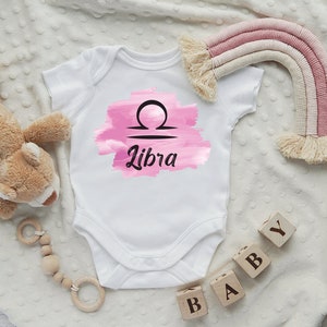 Zodiac Sign Onesie® Pink Libra Onesie® Baby Zodiac Sign Design
