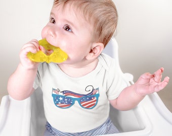 Cool Baby Glasses Onesie® USA Glasses  Onesie® American Design, Patriotic Baby Clothes, Independence Day Baby Outfit, Baby Bodysuit