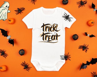Trick Treat Web Onesie® Halloween Baby Clothes Collection, Trick Or Treat Gift, My First Halloween Clothes, Spooky Baby Bodysuit