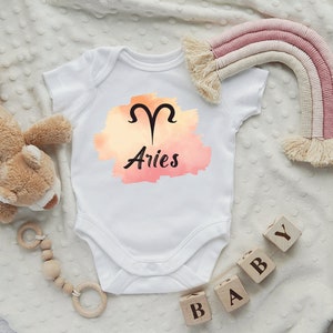 Zodiac Sign Onesie® Peach Aries Onesie® Baby Zodiac Sign Design