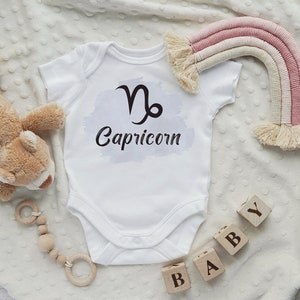 Zodiac Sign Onesie® Grey Capricorn Onesie® Baby Zodiac Sign Design