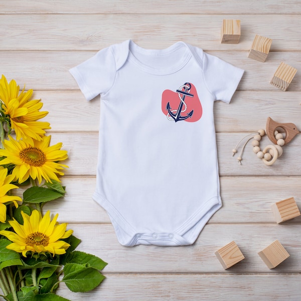 Ship Anchor Onesie® Sailing Anchor Graphic Onesie®, Cute Baby Clothes, Baby Gift, Baby Outfit, Baby Bodysuit