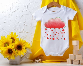 Strawberry Rain Onesie® Cute Girl Onesie® Newborn Baby Clothes - Baby Girl Outfit - Baby Bodysuit - Red Strawberry Cloud