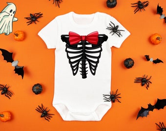 Skeleton With Bow Onesie® Halloween Baby Clothes Collection, My First Halloween Clothes, Spooky Baby Bodysuit, Skeleton Baby Costume