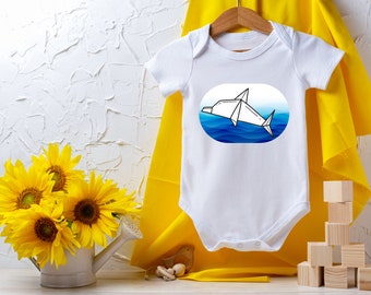 Baby Dolphin Onesie® Origami Dolphin Graphic Onesie® Cute Animal Design, Baby Clothes, Baby Outfit, Baby Bodysuit