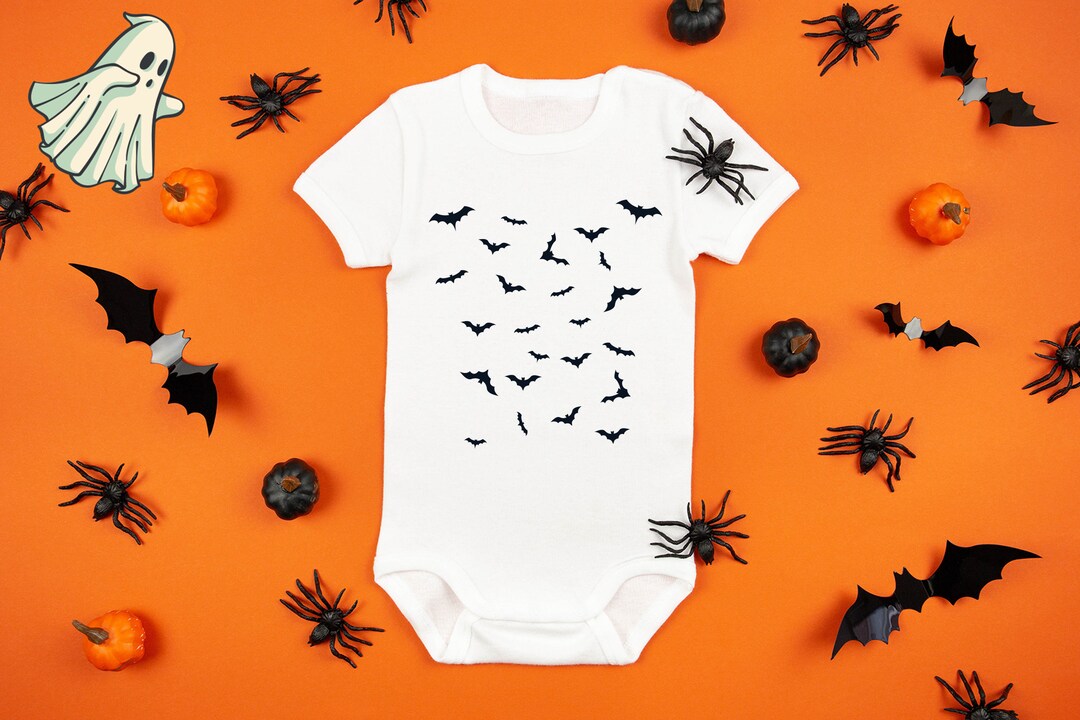 Baby Halloween Onesie® Flying Bats Onesie® Halloween Baby Etsy