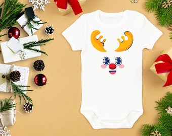 Reindeer Baby Onesie® Christmas Baby Bodysuit, Winter Baby Clothes, My 1st Christmas, Newborn Holiday Clothes
