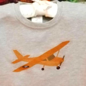 Toddler Airplane Shirt: Handmade Organic Cotton, Brown Plane image 3