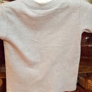 May include: A plain gray t-shirt with short sleeves and a crew neck.