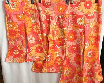 Girls Groovy Floral Bell Bottoms: Organic Cotton Hippie Flare Pants