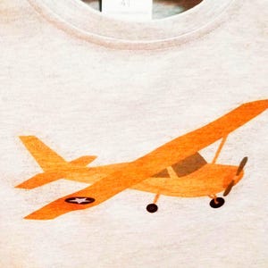 Toddler Airplane Shirt: Handmade Organic Cotton, Brown Plane image 1