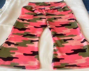 Pink Camo Bell Bottoms or Joggers: Trendy Organic Knit Cotton