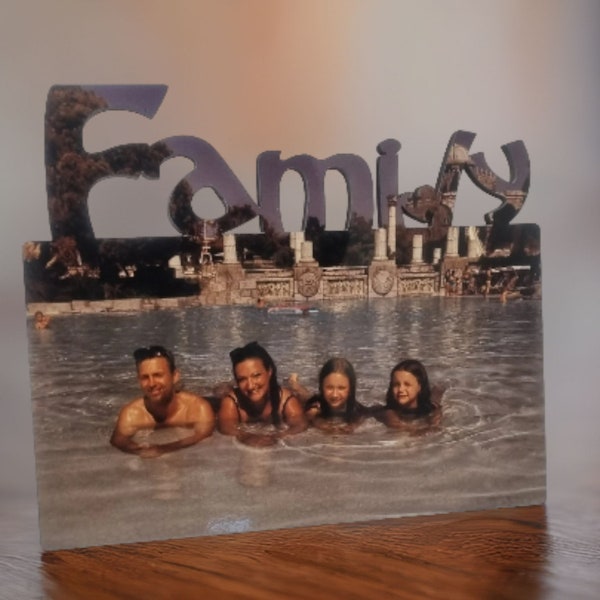 PERSONALISED Photo Printed 'Family' Frame/Picture - Unique Gift - Your Photo - Wooden Freestanding
