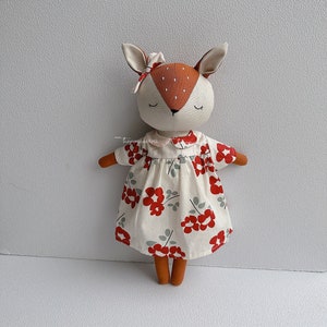 BIG SALE- Christmas gift- Stuffed animals deer toys- Heirloom doll- Linen fabric soft toys- Present for kids-