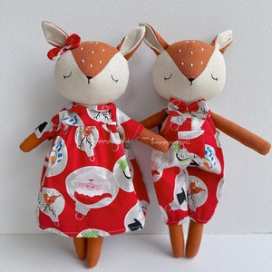CHRISTMAS Gift for Children- Handmade fabric linen deer toy- Plushies doll clothes - Beautiful nursery decor home