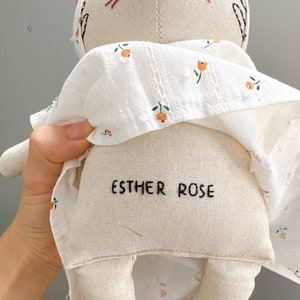 Add name embroidery, personalized dolls, custom linen handmade dolls