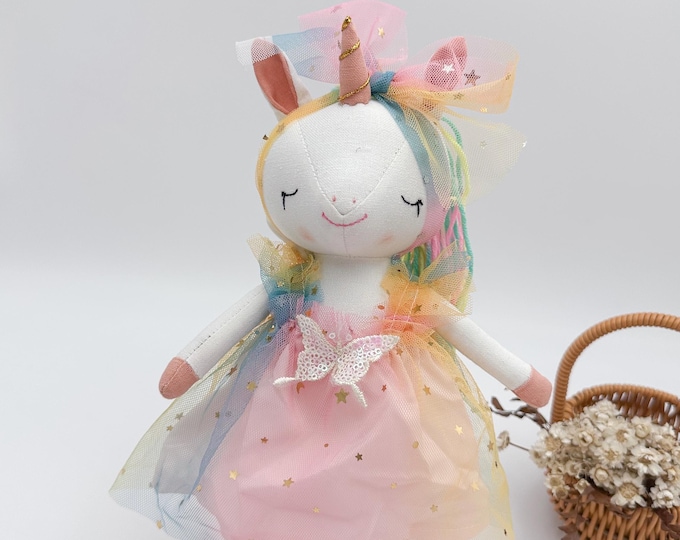 Einhorn Regenbogen Geburtstagsgeschenk - Handgemachte Stofftiere - Osternest - Geschenk für Kinder