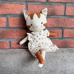 Handmade kitty doll with purple pears dress Birthday gift/ Easter gift/ Chirstmas gift for children image 8