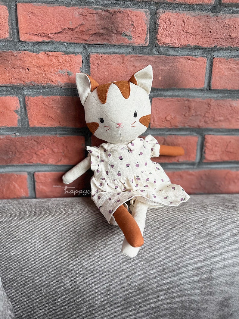 Handmade kitty doll with purple pears dress Birthday gift/ Easter gift/ Chirstmas gift for children image 8