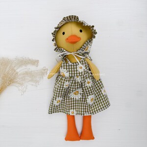 Easter baby first doll - Handmade yellow duck with beautiful dress - Stuffed animal toys for kids