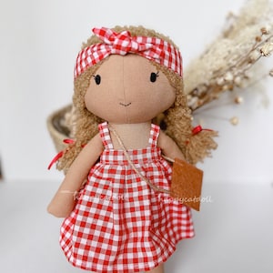 Linen Fabric Heirloom Stuff Animal Toys Art Doll Hand Embroidery Doll Baby doll with removable dress Safe toys for children Doll with dress