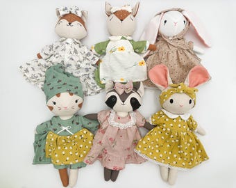 Handmade beautiful dolls with removable dress, Linen plush doll, soft doll for children, Christmas gift for kids, Fabric Handmade gift