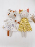 Handcrafted cat doll with floral dress heirloom stuffed animals vintage unique dress for doll product logo